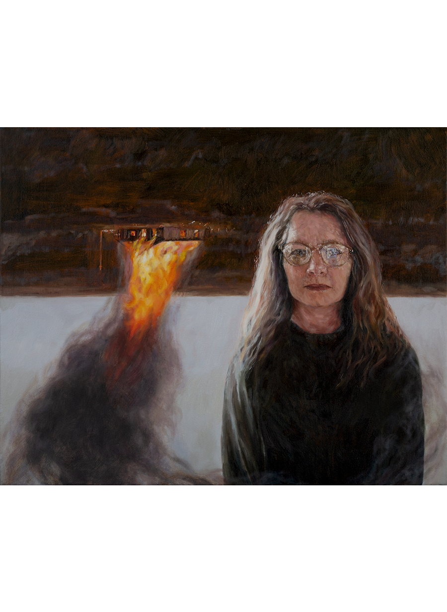 Woman With Long Hair And Flames.